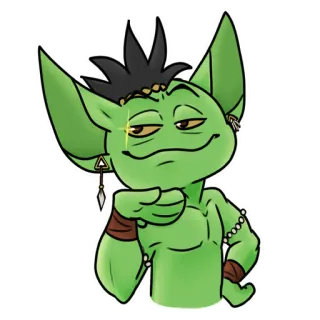 😎 yêu tinh, fantasy, hoạt hình, nhân vật, xanh lá, tự mãn telegram sticker