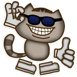 😎 кот, животное, мультфильм, очки, ок, большой палец вверх, милый, улыбающийся telegram sticker