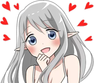 😍 Anime, Elfo, Coração, Fofo, Garota whatsapp sticker