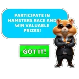 😎 PARTICIPATE IN HAMSTERS RACE AND WIN VALUABLE PRIZES! hamster, race, prizes, suit, sunglasses, cartoon, animal telegram sticker