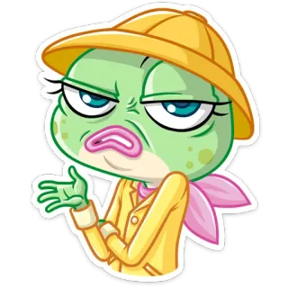 🤨 мультфильм, животное, персонаж, сафари, исследователь, шляпа, отношение, рыба telegram sticker