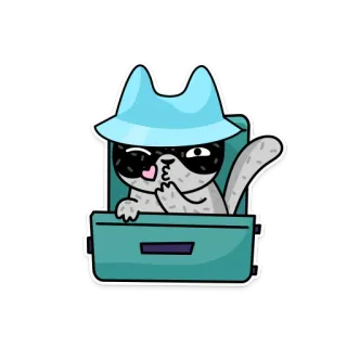 😘 고양이, 만화, 요원, 스파이, 변장, 비밀, 미스터리 telegram sticker