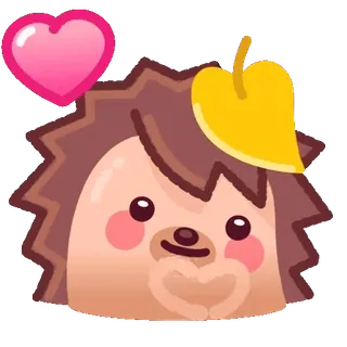 ❤ landak, lucu, kartun, hewan, hati, daun telegram sticker