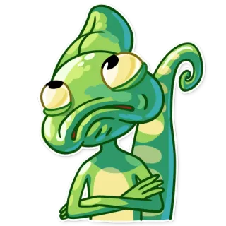 🙄 chameleon, lizard, reptile, cartoon, green, animal telegram sticker