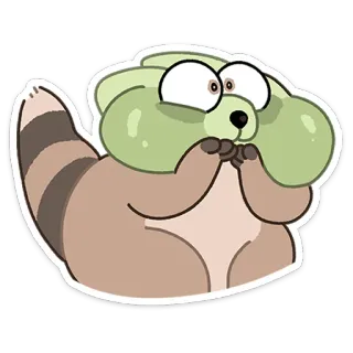 😔 binatang, kartun, lucu, imut, rakun, stiker whatsapp sticker