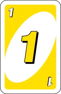 💛 card game, uno, yellow, number 1 whatsapp sticker