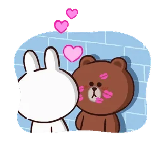 😘 amor, romance, beijo, urso, coelho, fofo, desenho animado telegram sticker