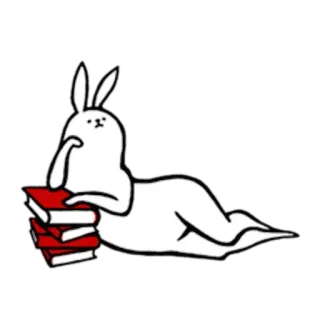 📚 lapin, lapinou, livre, lecture, paresseux, dessin animé, animal whatsapp sticker