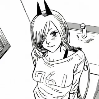 🖇 Power Chainsaw Man 761 อนิเมะ, มังงะ, ปีศาจ, พลัง, เชนซอว์แมน, เขา, ตัวละคร whatsapp sticker