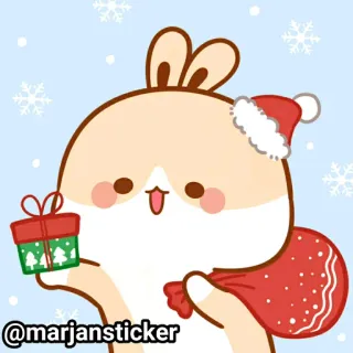 ❤️ @marjansticker рождество, зайчик, милый, праздник, подарок, снежинки telegram sticker