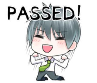 💻 PASSED! bestanden, erfolg, erfolg, genehmigung, glücklich, anime, cartoon telegram sticker