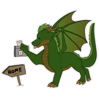 🏡 HOME Drache, Fantasy, Zuhause, Cartoon, Mythisches Wesen, Tier telegram sticker