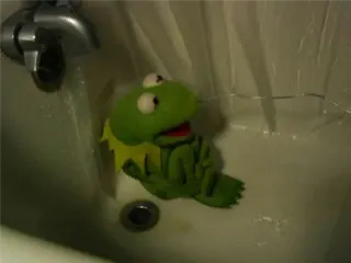😔 Kermit Kermit la Rana, burattino, Muppet, vasca da bagno, verde telegram sticker