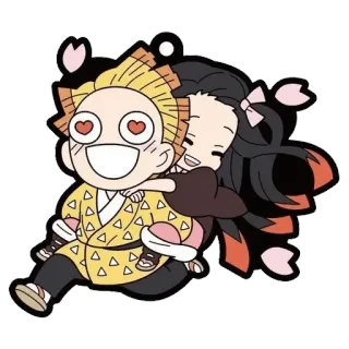 🧡 Nezuko Kamado Demon Slayer Anime, Demon Slayer, Nezuko, Zenitsu, Kawaii, Mignon, Chibi telegram sticker