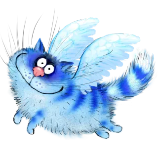 🦋 gatto, ali, blu, animale, cartone animato telegram sticker