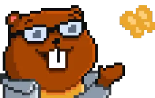 😊 бобр, животное, мультфильм, очки, пиксель арт telegram sticker
