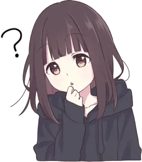 🤔 Anime Mädchen, Frage, Cartoon, Süß, Denken, Kawaii telegram sticker