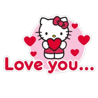 🥰 Hello Kitty Love you... hello kitty, милый, любовь, сердце, мультфильм, наклейка telegram sticker