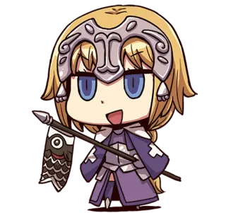 🤠 Jeanne d'Arc Anime, Chibi, Blond, Vrouwelijk, Schattig, Pantser telegram sticker