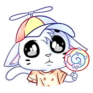 🍭 可愛い, マンガ, 動物, ウサギ, キャンディ, 帽子 telegram sticker