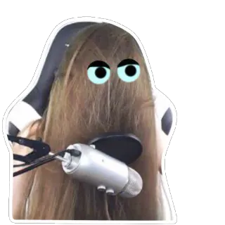 👀 Мультфильм, Смешной, Персонаж, Микрофон, Глаза, Волосы telegram sticker