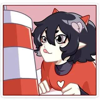 😛 Fille anime, Mignon, Dessin animé, Personnage, Coeur, Rouge, Blanc telegram sticker