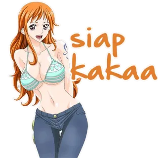 👌 Nami One Piece siap kakaa Anime, Garota, Cabelo laranja, Biquíni, Pirata whatsapp sticker