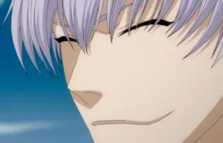 😏 anime, character, smiling, white hair, male telegram sticker