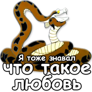 💘 Я тоже знавал что такое любовь serpiente, dibujos animados, animal, amor, texto telegram sticker