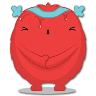 😓 괴물, 귀여운, 빨간색, 땀, 만화, 캐릭터, 웃긴 telegram sticker