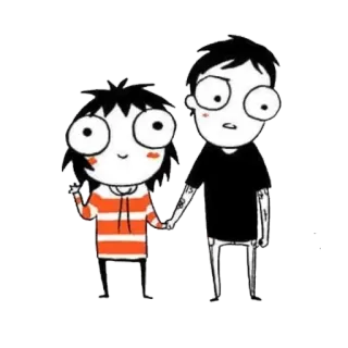 ♥️ cartoon, couple, holding hands, relationship, cute, illustration, drawing telegram sticker