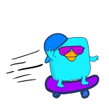 😛 oiseau, skateboard, dessin animé, doigt d'honneur, offensant, geste telegram sticker