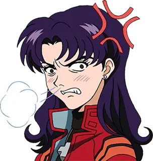 😡 Misato Katsuragi Neon Genesis Evangelion animé, en colère, irrité, Misato, Evangelion telegram sticker
