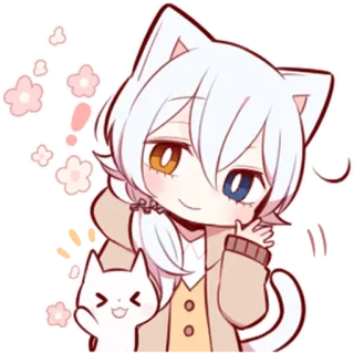 👋 Hi! Аниме, Кот, Милый, Чиби, Каваий, Питомец telegram sticker