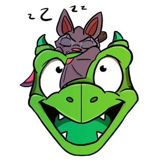 🐲 crocodile, chauve-souris, dormir, dessin animé, animal, mignon, kawaii whatsapp sticker