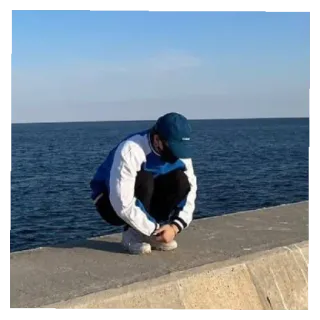 😔 море, человек, на корточках, океан, повседневный whatsapp sticker