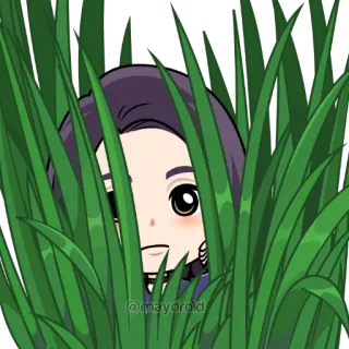 👀 @maydroid cartoon, character, grass, hiding, peeking, sticker, animation telegram sticker