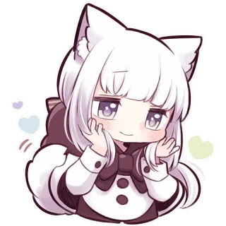 🤗 Чиби, Аниме, Девушка-кошка, Каваий, Милый, Фурри telegram sticker