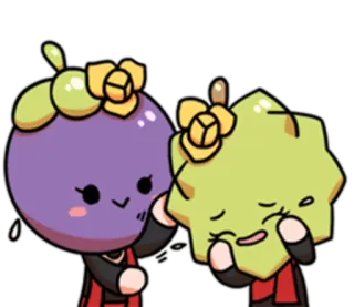 😢 owoce, słodki, kreskówka, mangostan, karambola telegram sticker