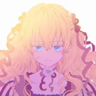 🌨️ animé, fille, cheveux blonds, yeux bleus, dessin animé, personnage, portrait whatsapp sticker