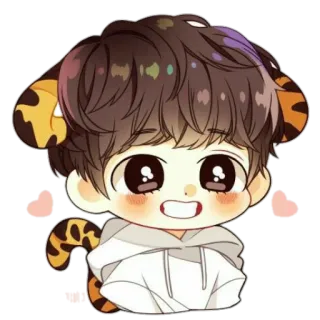 🍄 Chibi, Tigre, Dibujos animados, Mono whatsapp sticker