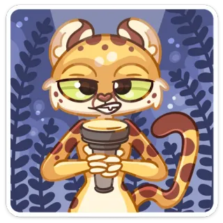 🏮 leopardo, cantante, micrófono, animal, personaje, dibujo animado telegram sticker