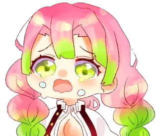 💖 Mitsuri Kanroji Demon Slayer 动漫, 鬼灭之刃, 漫画, 哭泣, 眼泪 whatsapp sticker