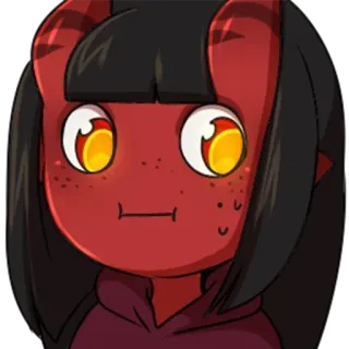 😐 Anime, Dämon, Niedlich, Chibi, Rot, Mädchen telegram sticker
