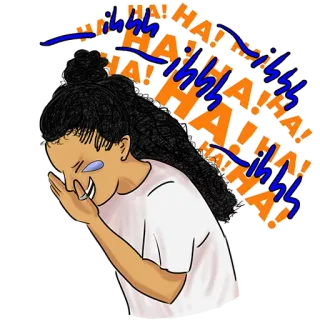 😂 HA! หัวเราะ, ตลก, ความสุข, ผู้หญิง, การ์ตูน, อารมณ์ขัน, อารมณ์ telegram sticker