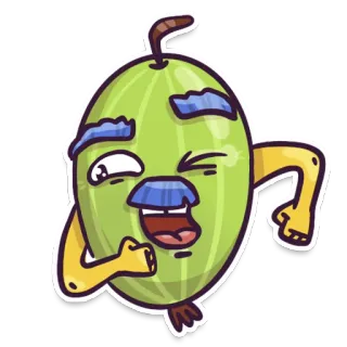 😉 Stachelbeere, Frucht, Cartoon, Sticker, Figur, Zwinkern, Schnurrbart telegram sticker