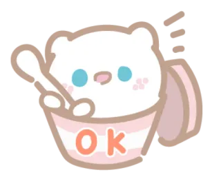 🍦 OK oso, lindo, ok, dulce, dibujos animados, kawaii telegram sticker