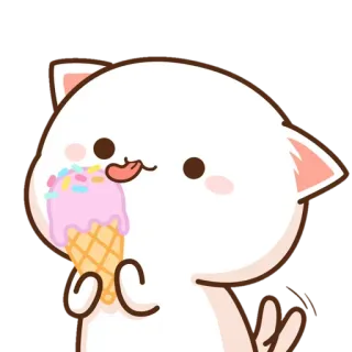 ✨ mèo, kem, dễ thương, tráng miệng, động vật telegram sticker