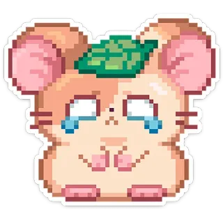 🐹 動物, かわいい, ピクセルアート, 泣く, 可愛い, 悲しい, ねずみ, ハムスター telegram sticker