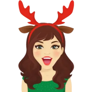 😃 Weihnachten, Rentier, Frau, Mädchen, Feiertag, festlich whatsapp sticker